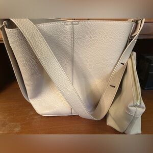 Elegant Cream Leather Tote Bag